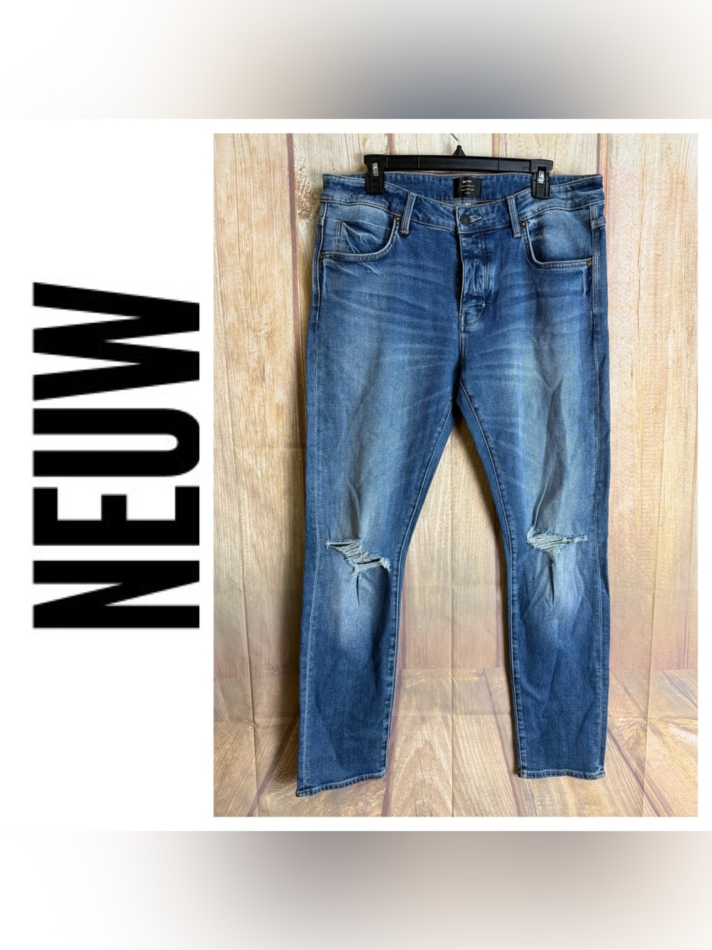 Neuw Men’s IGGY Fit Distressed Denim Jean Size 36x32L”